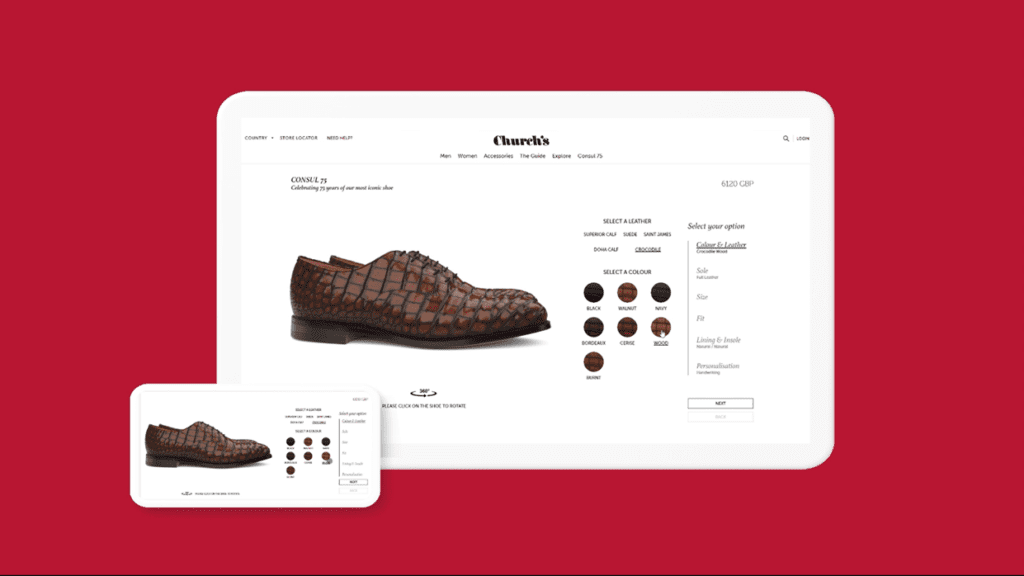 Configurateur produit interactif chaussures Church’s