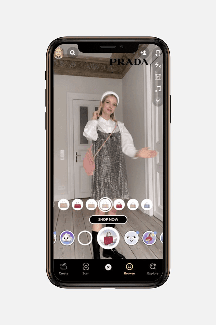 Snapchat Lens for Prada - virtual try-on