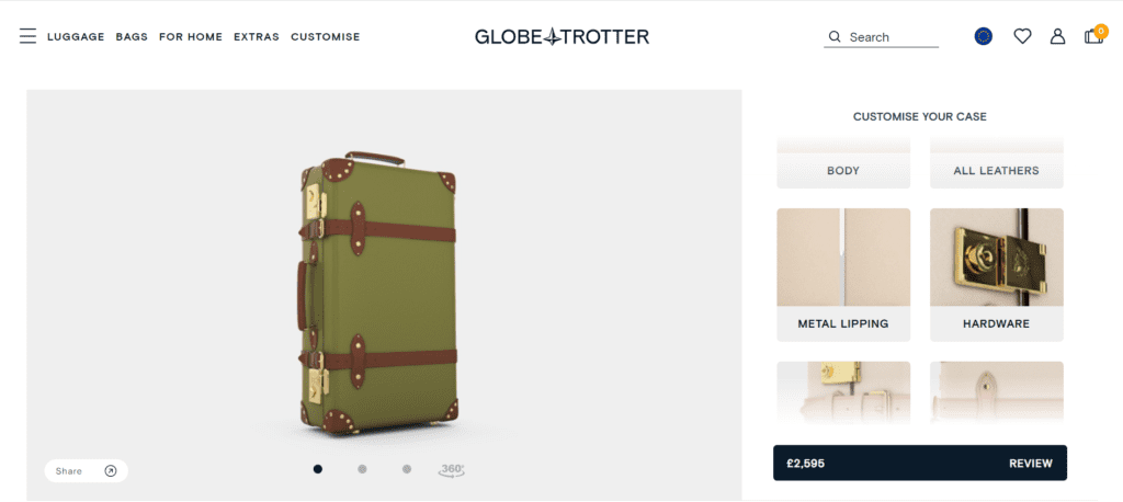 Globe-Trotter 3D web product configurator