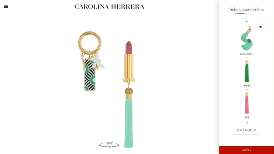 Carolina Herrera lipstick product configurator for a personalized experience