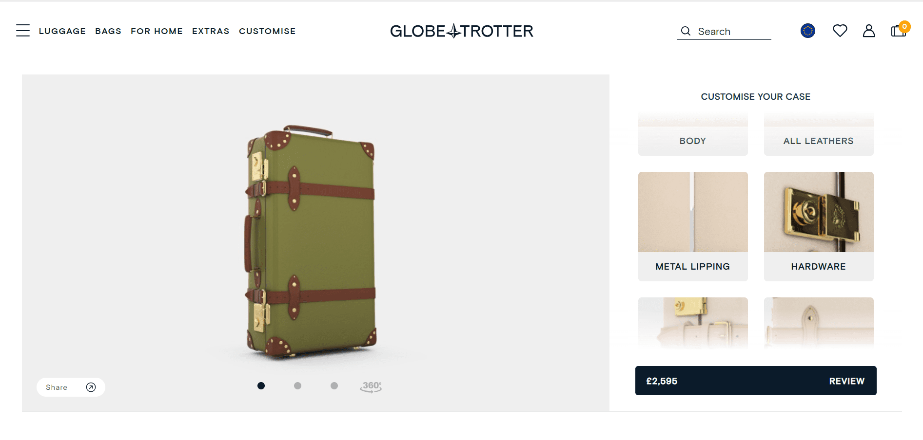 Globe-Trotter 3D product configurator e-commerce