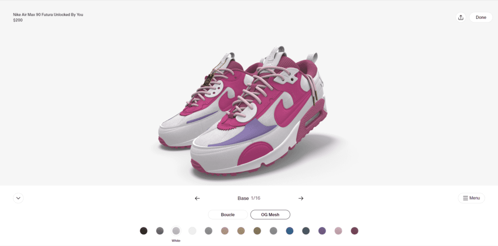 Nike by You 3D shoe configurator