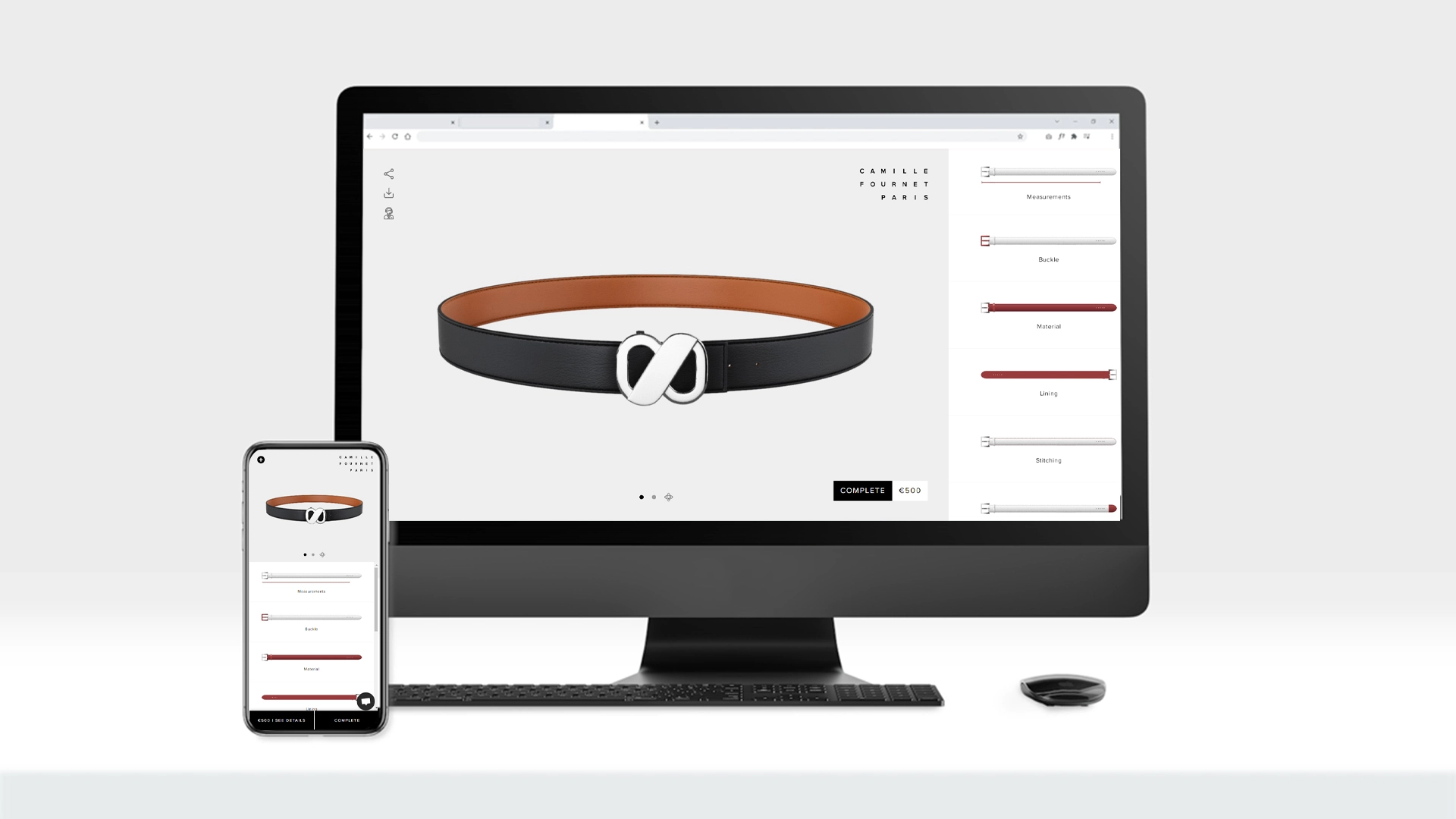 Camille Fournet 3D belt configurator for e-commerce